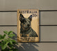 a sign with an illustration of an Australian Cattle Dog, which is a breed of cattle dog known for its distinctive appearance and working abilities.