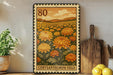 A framed illustration of a field of chrysanthemum flowers, with the text "CHRYSANTHEMUM FIELD" below the image.