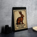 a poster or sign with a picture of a brown hare, along with the text "Belgian Hare" printed on it.