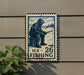 A metal sign with a fishing illustration and the text "ICE FISHING 26" is mounted on a wall.