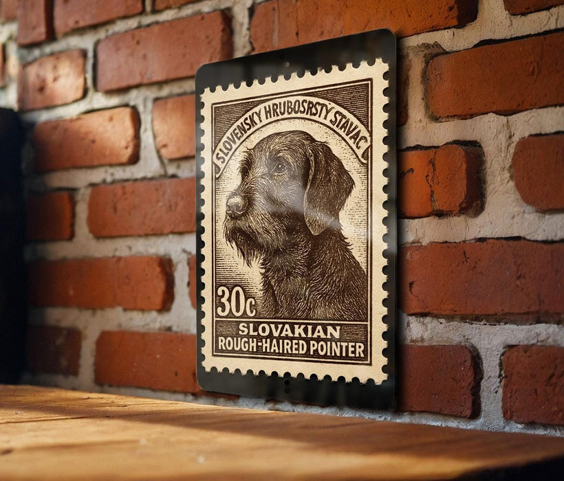 A 30c stamp from Slovakia featuring a rough-haired pointer dog.