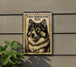 a sign with a picture of a dog, specifically a Thai bangka dog, mounted on a wall.