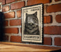 A framed image of a cat, likely a Ragamuffin, is displayed on a brick wall.