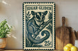 A vintage-style metal sign featuring a sugar glider illustration, placed on a wooden shelf next to a wooden cutting board and some lemons.
