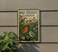 A metal sign with a bird illustration and the text "Bird-Friendly Garden" is displayed on a wall, with a plant to the left.