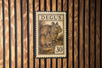 A vintage Degas postage stamp featuring two mice, with the number 30 visible.