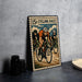A vintage-style poster advertising a 15c cycling race, featuring three cyclists racing on a dirt road.