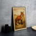 a framed illustration of a fox standing in a grassy field.