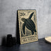A metal stamp depicting a sea turtle, with the text "LEATHERBACK SEA TURTLE" printed on it.