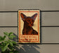 a sign with an illustration of an Oriental Shorthair cat.