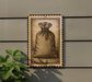 a large, detailed illustration of a bag or sack, which is mounted on a wall.