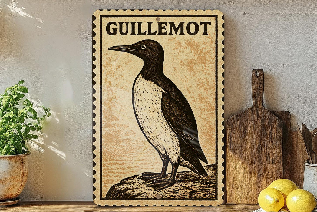 a framed illustration of a penguin, a bird species that is native to the southern parts of the world, including the Galapagos Islands.