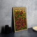 A framed print of a postage stamp from Coleus Garden 46, featuring a vibrant illustration of colorful leaves and flowers.