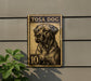 A metal sign featuring a dog's portrait, with the text "TOSA DOG" above the image.