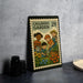 a children's garden-themed metal stamp with illustrations of children engaged in gardening activities.