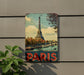 A vintage-style metal sign featuring the Eiffel Tower in Paris, with the word "PARIS" prominently displayed.