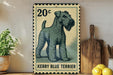 A vintage-style metal sign featuring a detailed illustration of a Kerry Blue Terrier dog, with the text "Kerry Blue Terrier" below the image.
