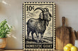 a decorative sign depicting a domestic goat, with a price of 10 cents. The sign is placed on a wooden surface, surrounded by various kitchen utensils and a potted plant.