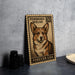 A wooden postcard featuring a Corgi dog, with the text "PEMBROKE WELSH 50" and "FREVER USA" printed on it.