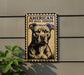 a sign with an illustration of an American Pit Bull Terrier dog.