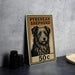 A metal sign with a black and white illustration of a Pyrenean Shepherd dog, along with the text "PYRENEAN SHEPHERD" and the price "50c".
