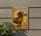 A sign featuring a dachshund dog, with the text "DACHSHUND" and the number "5c" printed on it.