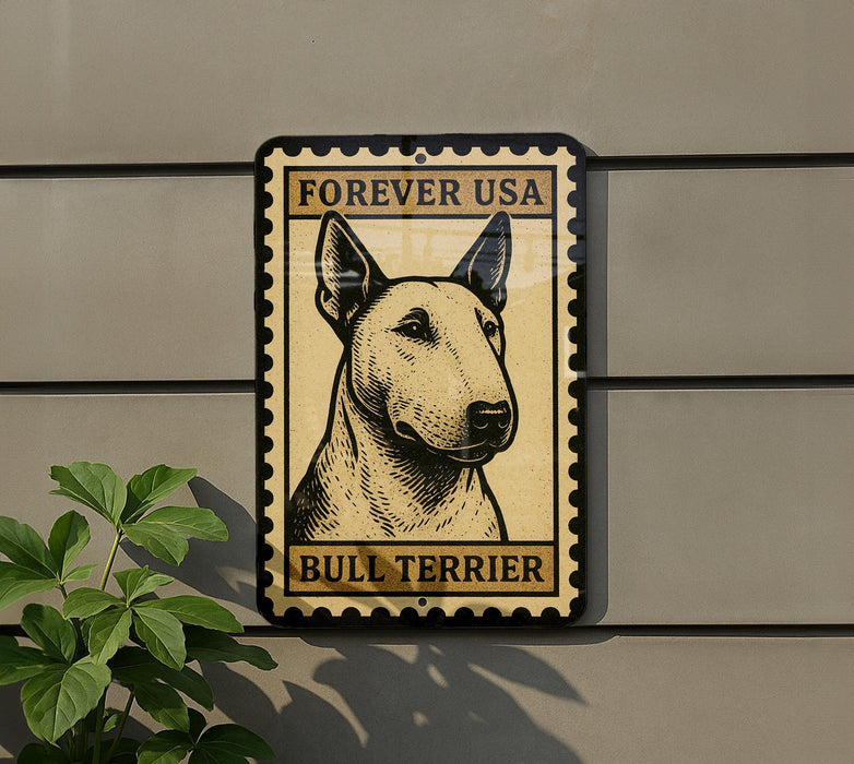 a bull terrier dog, which is a breed of dog known for its distinctive appearance and characteristics.