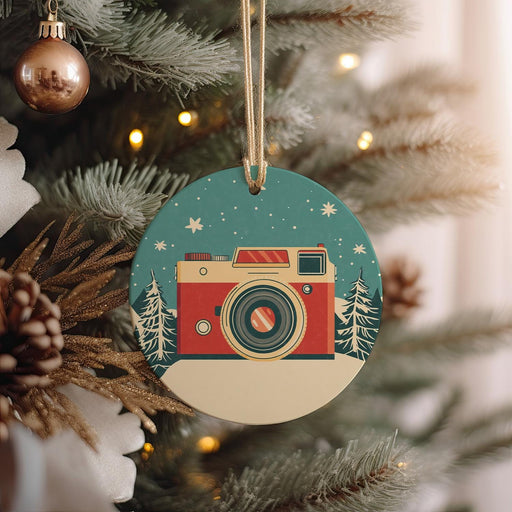 a christmas ornament hanging from a christmas tree