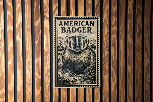a sign depicting an American badger.
