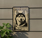 A metal sign featuring a black and white illustration of a Siberian Husky dog, with the text "SIBERIAN HUSKY" and "FREVER" below the image.