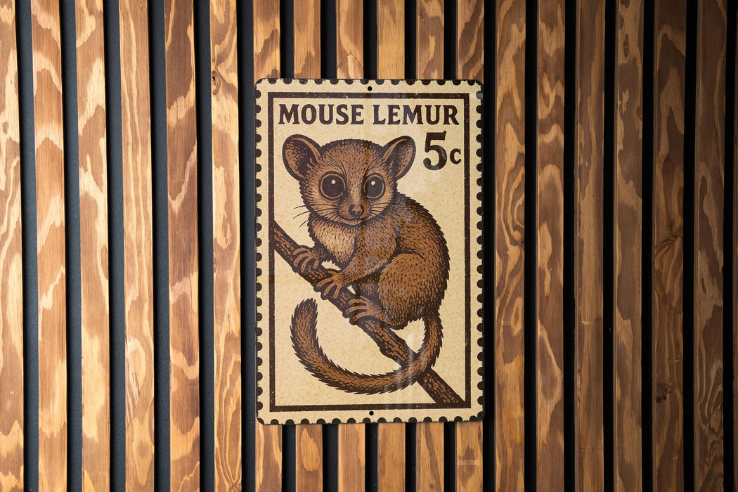 A wooden wall with a framed image of a brown animal, likely a rodent or small mammal, sitting on a branch.
