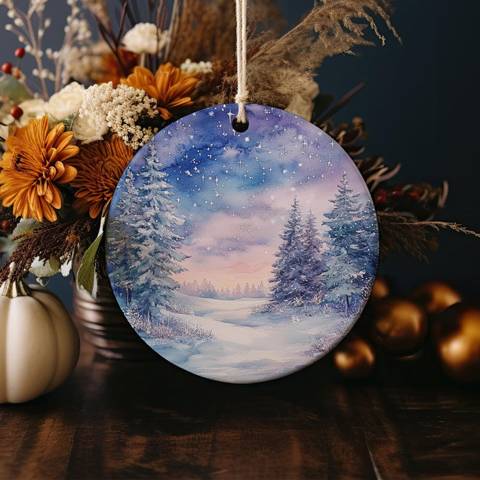a christmas ornament hanging on a table