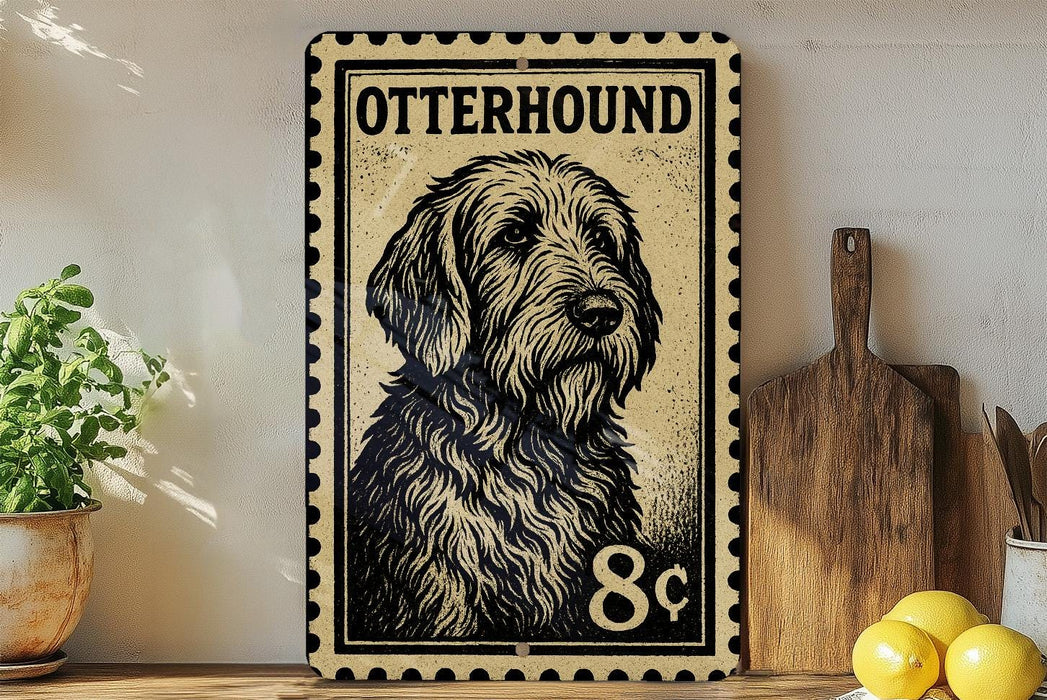 a large metal stamp with a dog's portrait on it, placed on a wooden surface next to a wooden cutting board and some lemons.