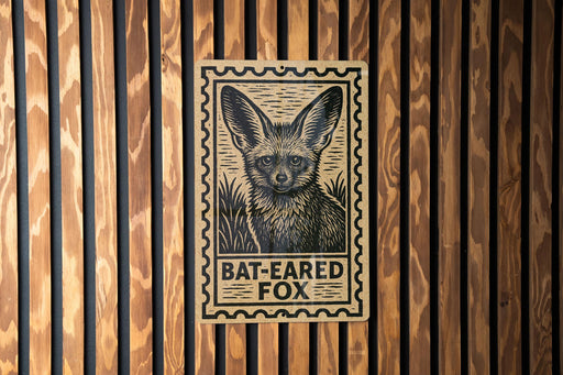 A sign featuring a bat-eared fox, with the text "BAT-EARED FOO" printed on it.