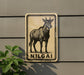 a sign with a drawing of a giraffe and the word "NILGAI" below it.