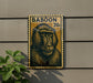 a large, detailed stamp-like artwork of a baboon on a wall, with a price of 20 cents.