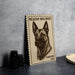 A metal sign featuring a close-up of a Belgian Malinois dog, with the text "Belgian Malinois" and "Forever USA" printed on it.