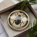 A ceramic ornament in a box, featuring a detailed illustration of a beetle.