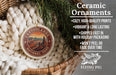 Ceramic ornaments, featuring a design of the Canyonlands National Park, are displayed in a woven basket.