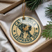 A circular ornament with a leopard dog image and the text "CATAHOULA LEOPARRD DOG" printed on it.