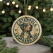 A circular ornament featuring a leopard dog's head, with the text "CATAHOULA LEOPARRD DOG" printed on it.