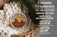 Ceramic ornaments, a woven basket, and a pine tree are featured in the image.