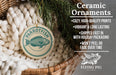 Ceramic ornaments, featuring a parrotfish design, are displayed in a woven basket.