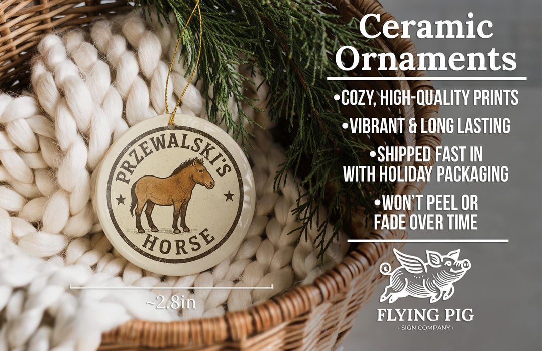 a ceramic ornament in a basket, with a description of the ornament and its features.