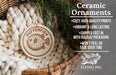 Ceramic ornaments, specifically a Pufffish ornament, are displayed in a wicker basket. The image is a close-up of the ornament, highlighting its details and design.