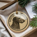 A decorative ornament featuring a Scottish Deerhound dog's head, with the text "SCOTTISH DEERHOUND" printed on it.