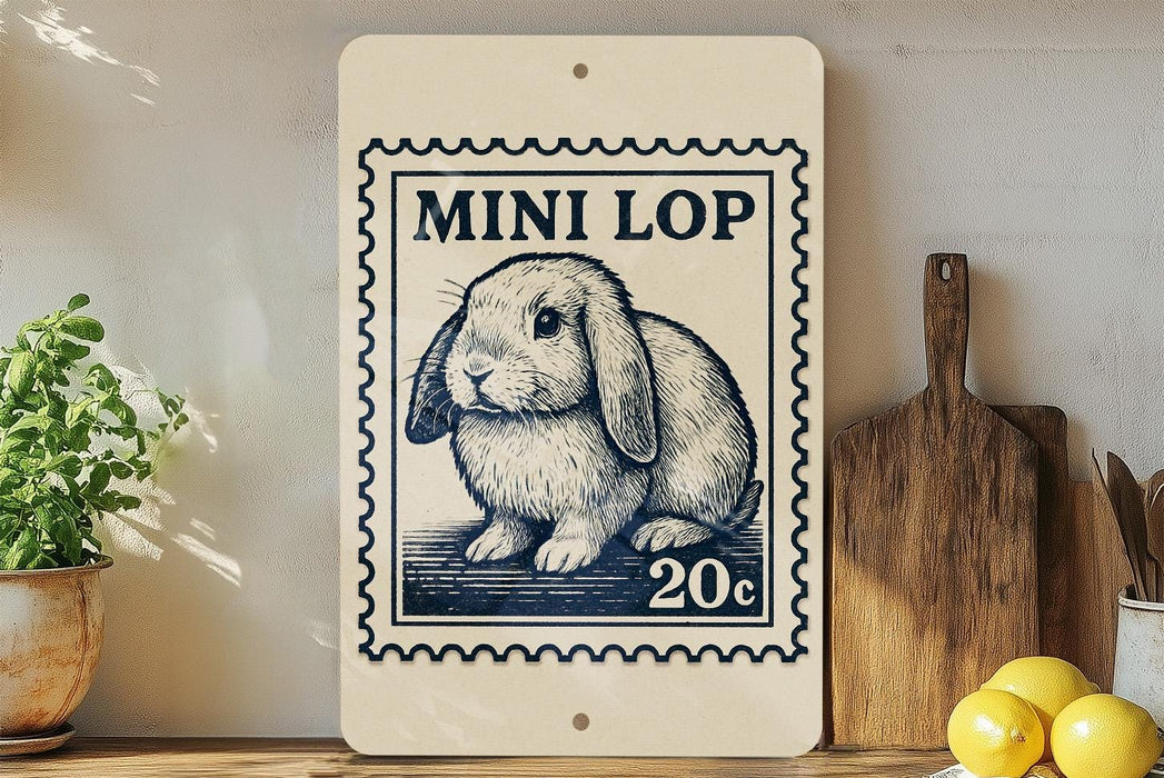 a wooden shelf with various items, including a potted plant, a wooden cutting board, and a bowl of lemons. There is also a framed illustration of a rabbit on the shelf.
