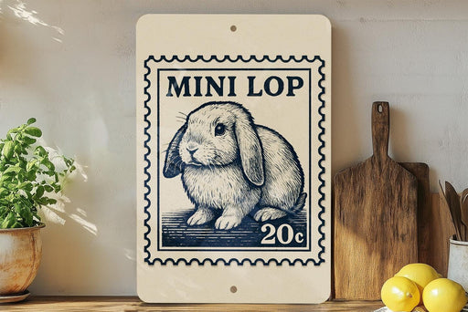 a wooden shelf with various items, including a potted plant, a wooden cutting board, and a bowl of lemons. There is also a framed illustration of a rabbit on the shelf.