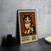A framed stamp depicting a calico kitten, with the text "CALICO KITTEN" and "USA 20¢" printed on it.