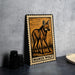 a framed illustration of a maned wolf, which is a type of wolf, on a wall.